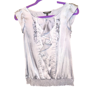 Express Small Sleek Gray Ruffle Blouse